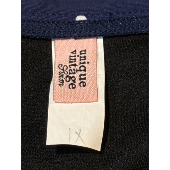 Unique Vintage Navy Strawberry Pin Dot Ruffled Swim Skirt 1X NWOT - Picture 4 of 4